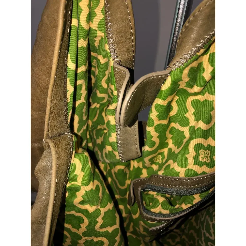 Oryany Heather XXL Shoulder Handbag Green Italian Leather Hobo Slouch Large Boho